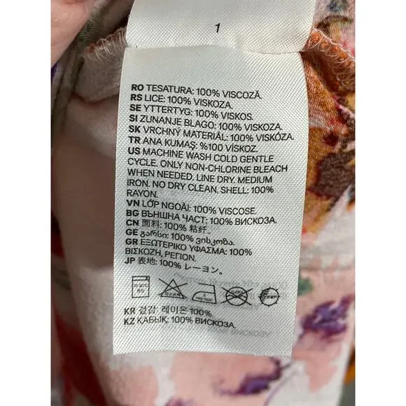 Women's Floral Puff Short Sleeve Button Down Summer Spring Shirt Dress Large - Picture 7 of 8